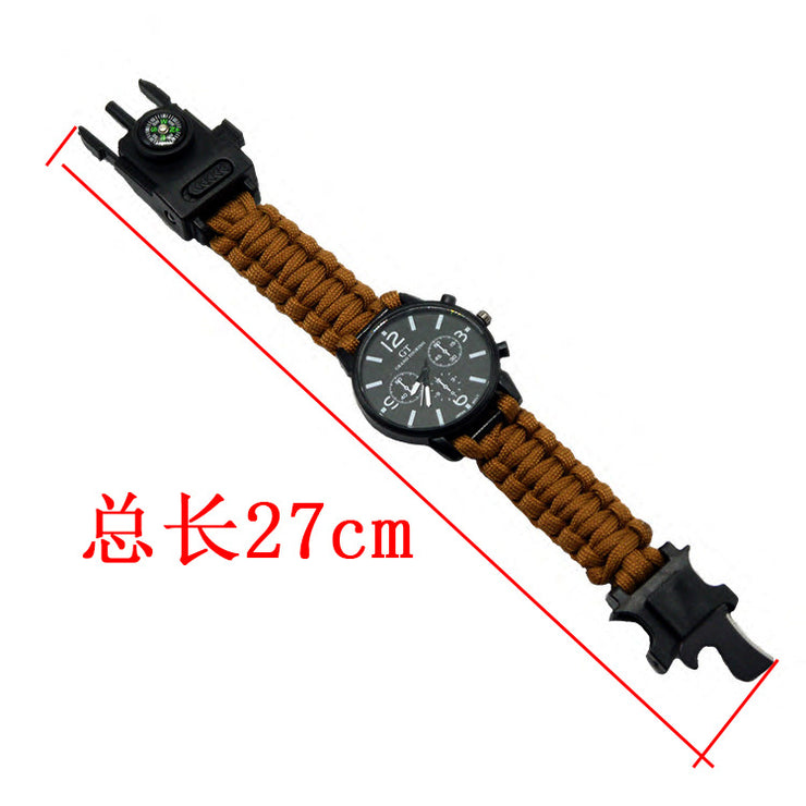 Multifunctional Survival Led Light Outdoor Waterproof Camping First Aid Parachute Cord Climbing Watch